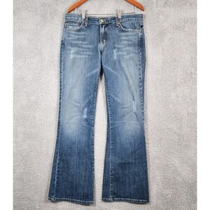 David Kahn Nikki Jeans Womens 31 Blue Denim Cotton Mid Rise Bootcut Distressed